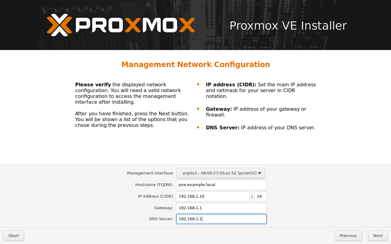 PVE Management and Network Configuration